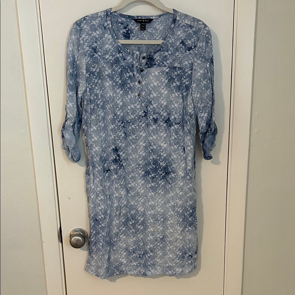 Tribal Sky Blue Floral Dress